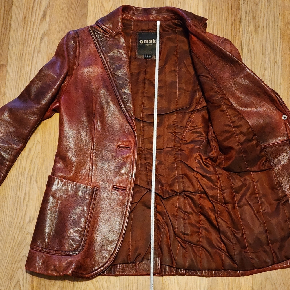 Omski; Imaginator Women's Burgundy Leather Jacket Vintage - Picture 8 of 9